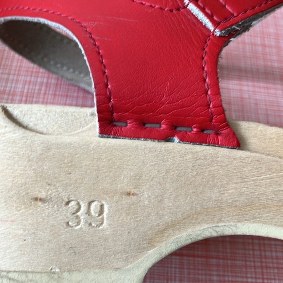 Sven red leather sandals clogs size 39 - Picture 6 of 11